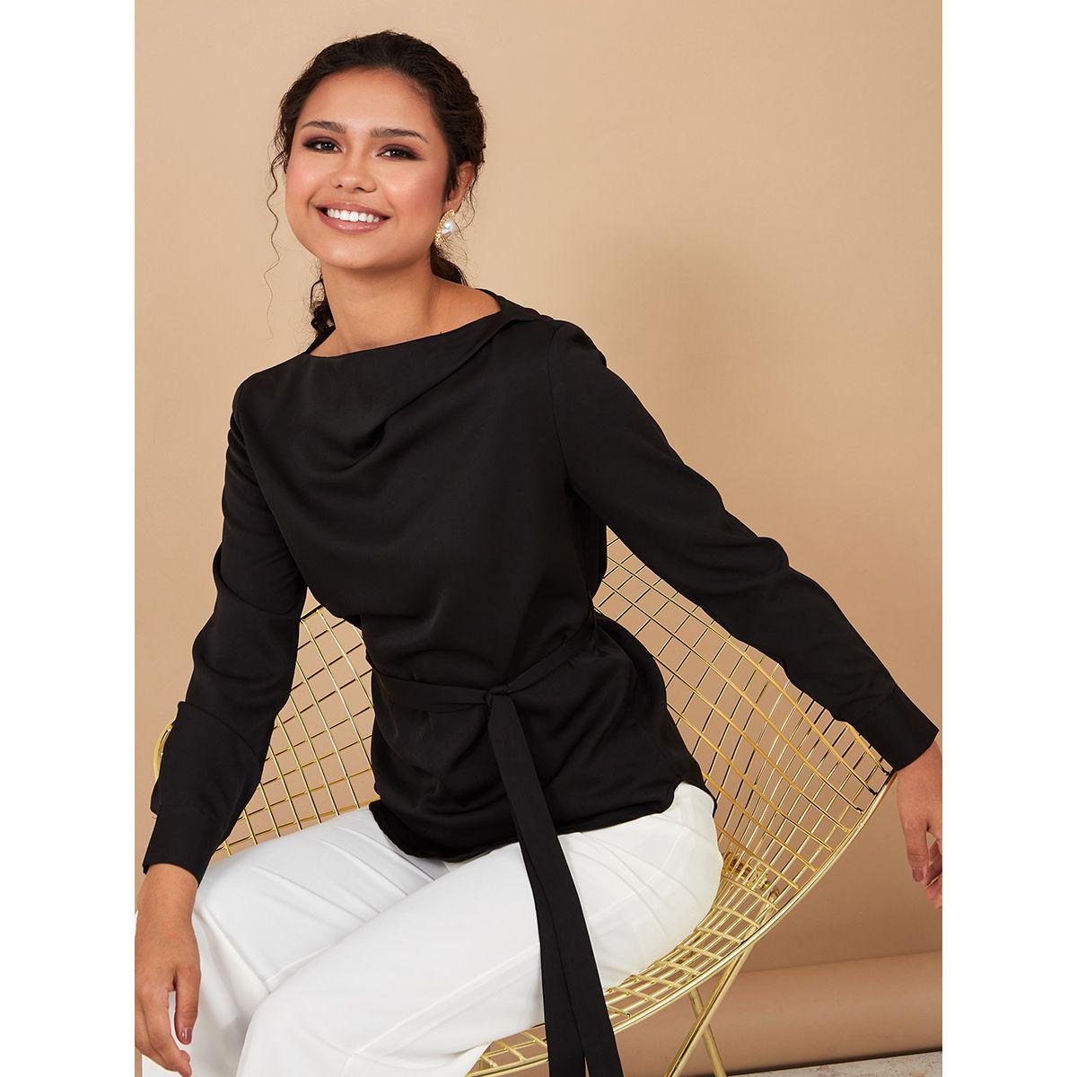 بلوزة باكمام طويلة مع اربطة من ستايلي-women-clothing-shirtsandblouses-blouses-image-1