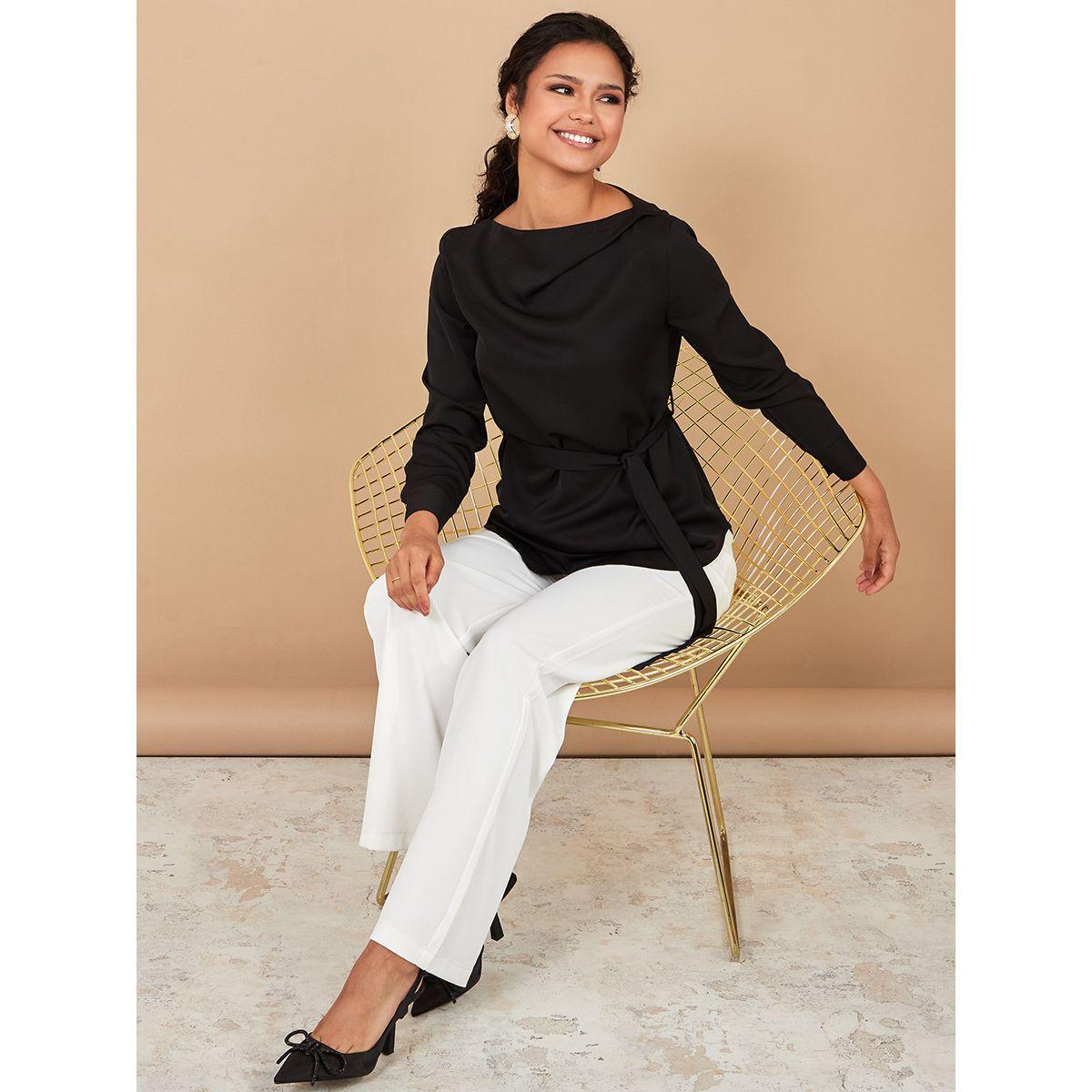 بلوزة باكمام طويلة مع اربطة من ستايلي-women-clothing-shirtsandblouses-blouses-image-2