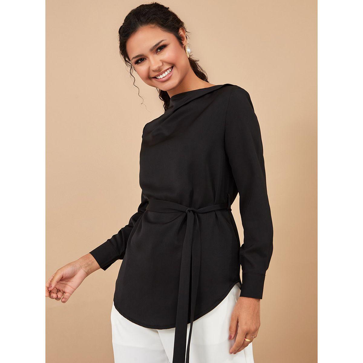 بلوزة باكمام طويلة مع اربطة من ستايلي-women-clothing-shirtsandblouses-blouses-image-3
