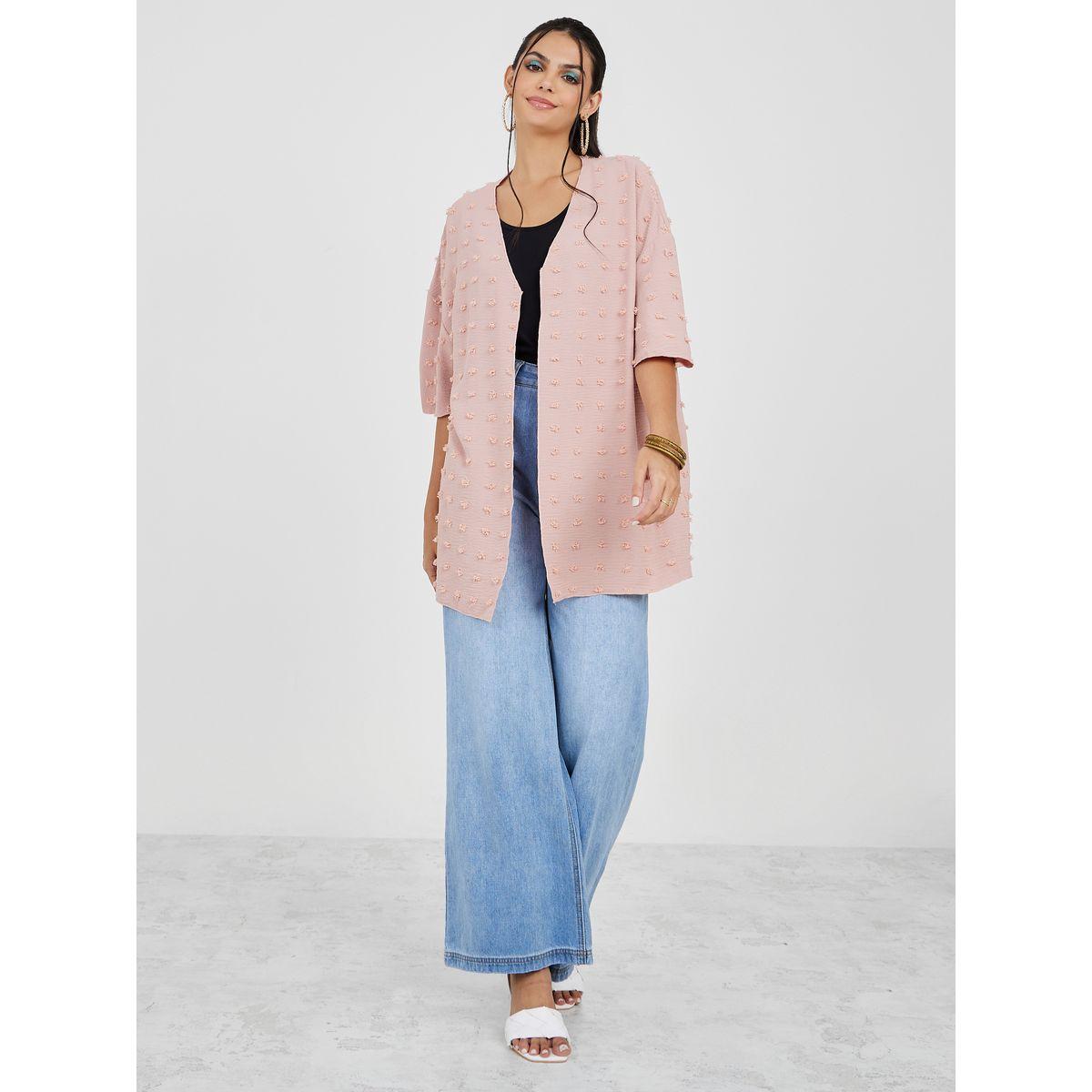 Styli Longline Open Front Dobby Kimono-women-clothing-shirtsandblouses-shirts-image-2