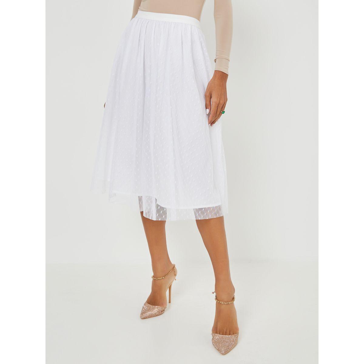 Styli Dobby Spot Mesh Lined Midi Skirt-women-clothing-bottoms-skirts-image-2