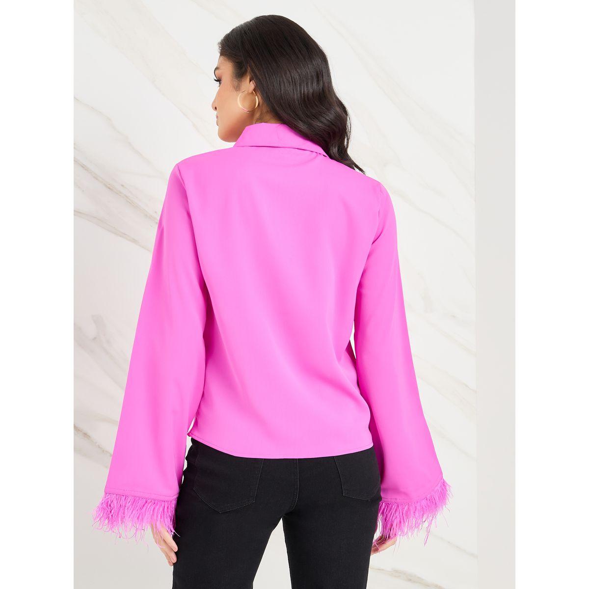 بلوزة كاجوال مزينة بريش صناعي-women-clothing-shirtsandblouses-shirts-image-5