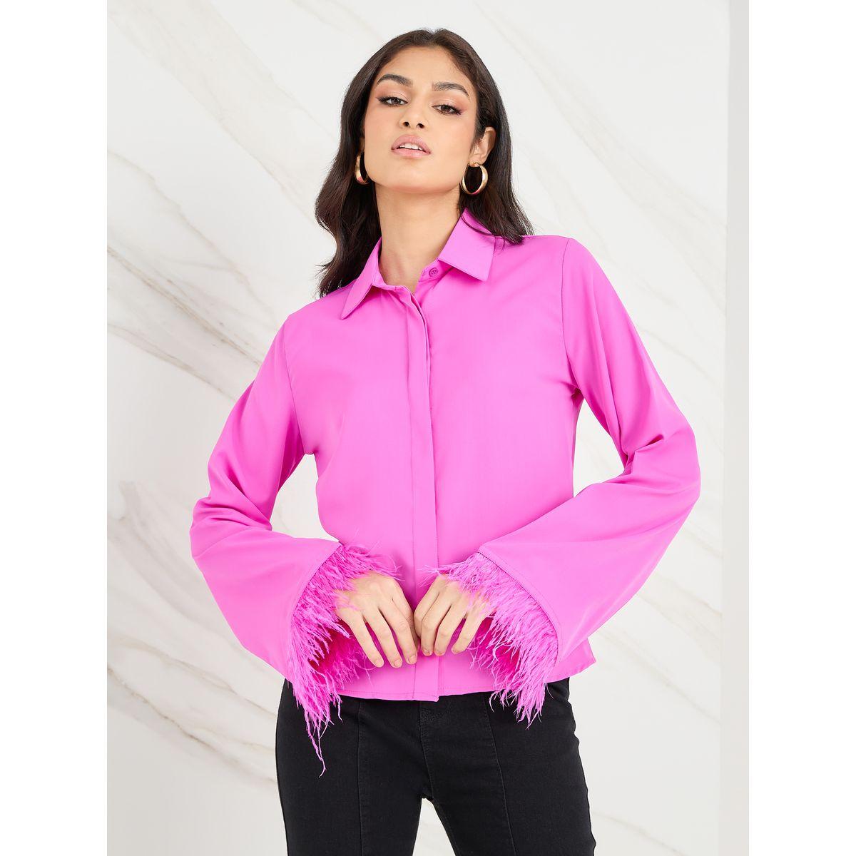 بلوزة كاجوال مزينة بريش صناعي-women-clothing-shirtsandblouses-shirts-image-6