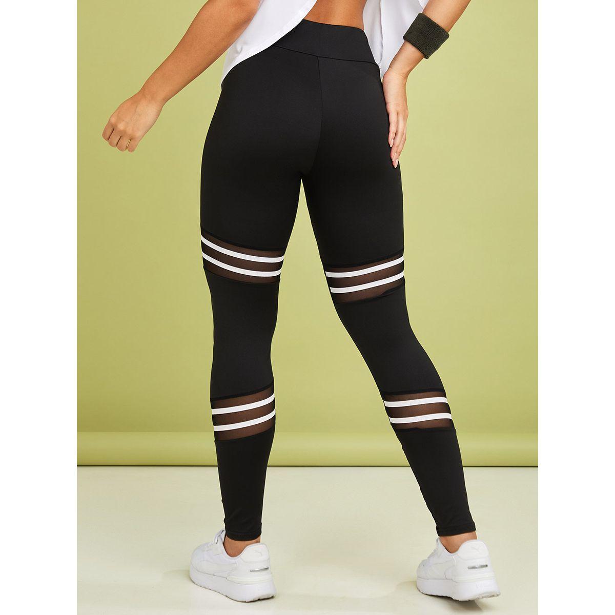Styli Mesh Insert Striped Detail Leggings-women-clothing-bottoms-leggings-image-4