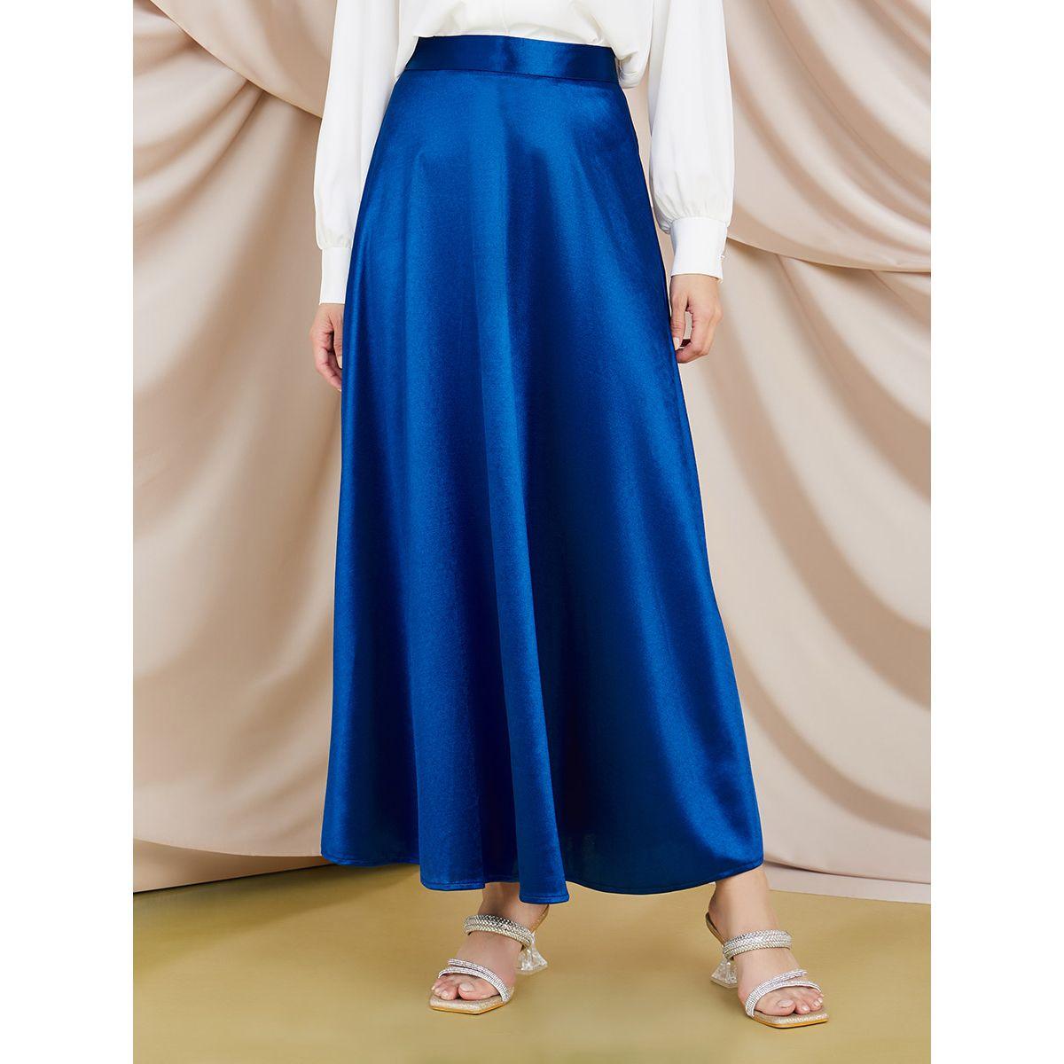تنورة طويلة ساتان بخصر عالي-women-clothing-bottoms-skirts-image-1