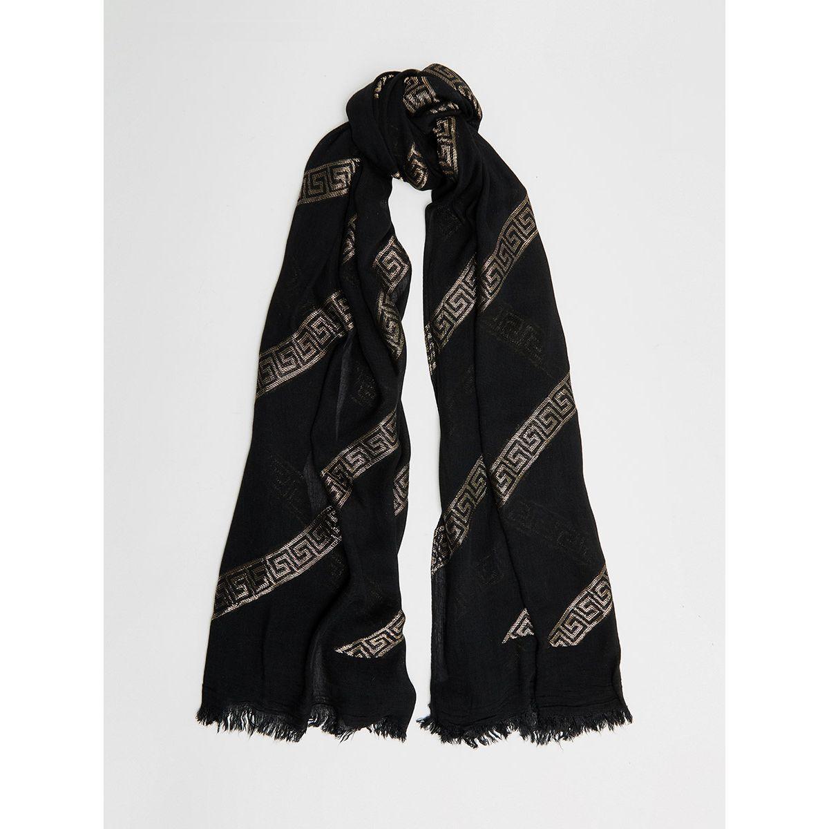Styli Fringe Detail Printed Scarf-women-winterwear-scarves-image-1