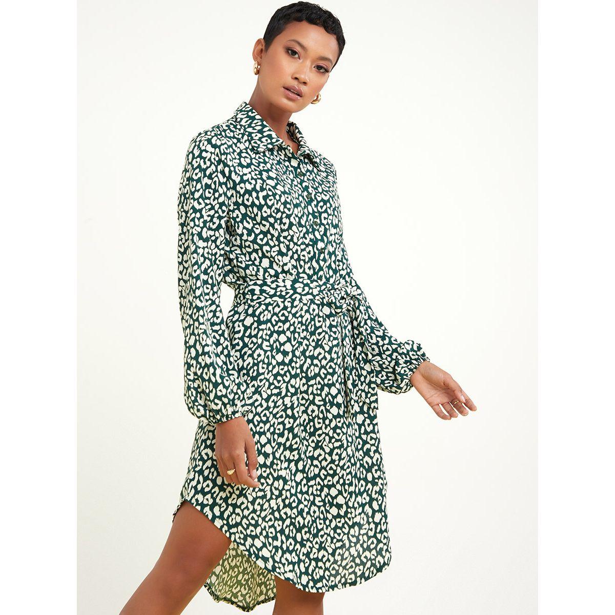 Styli Long Sleeves Ditsy Print Shirt Knee Length Dress-women-clothing-dresses-image-1