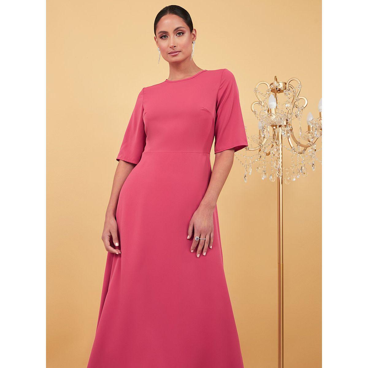 Styli Short Sleeves Tie Up Back Maxi Dress with Asymmetric Hem -women-clothing-dresses-image-3