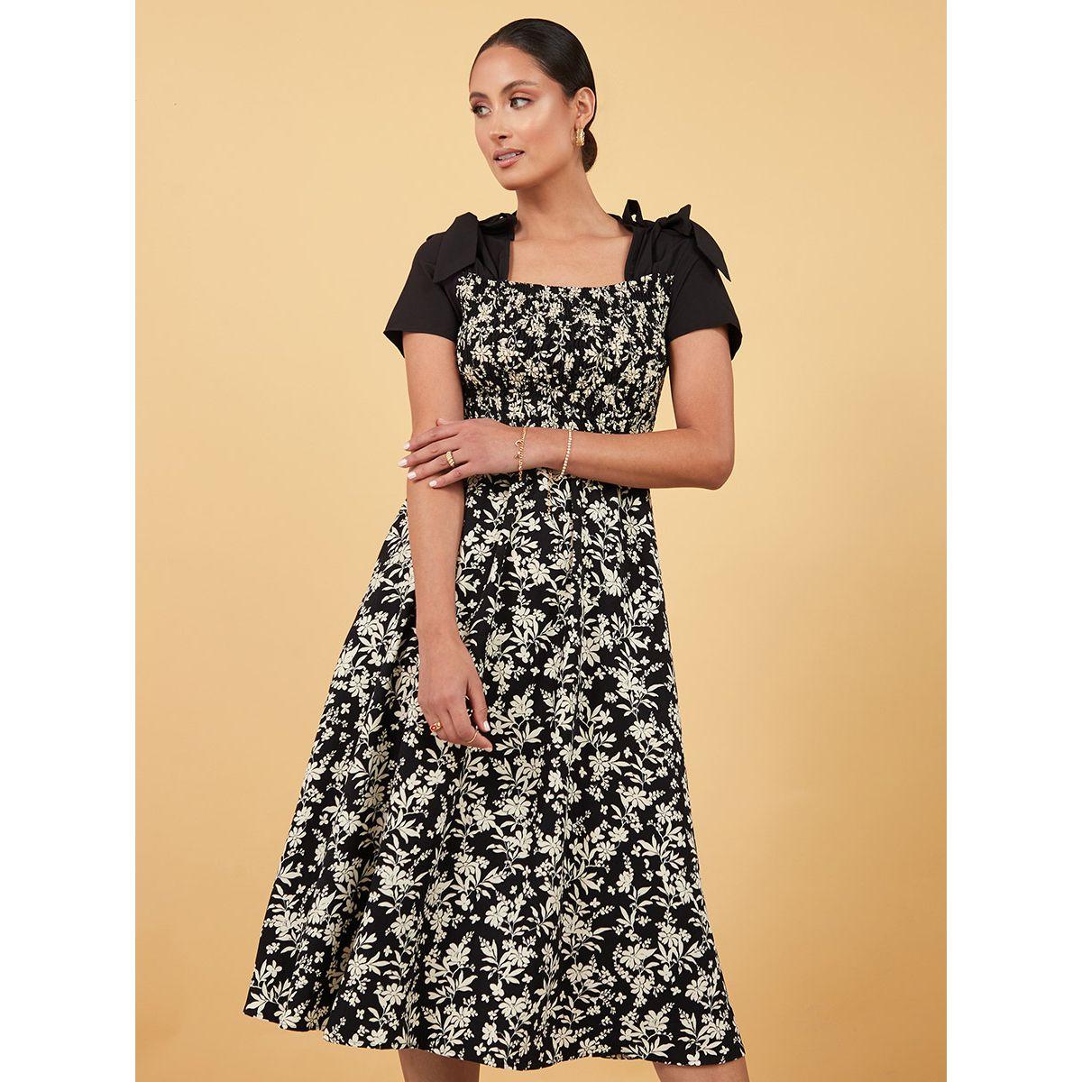 فستان ميدي باكمام قصيرة-women-clothing-dresses-image-1
