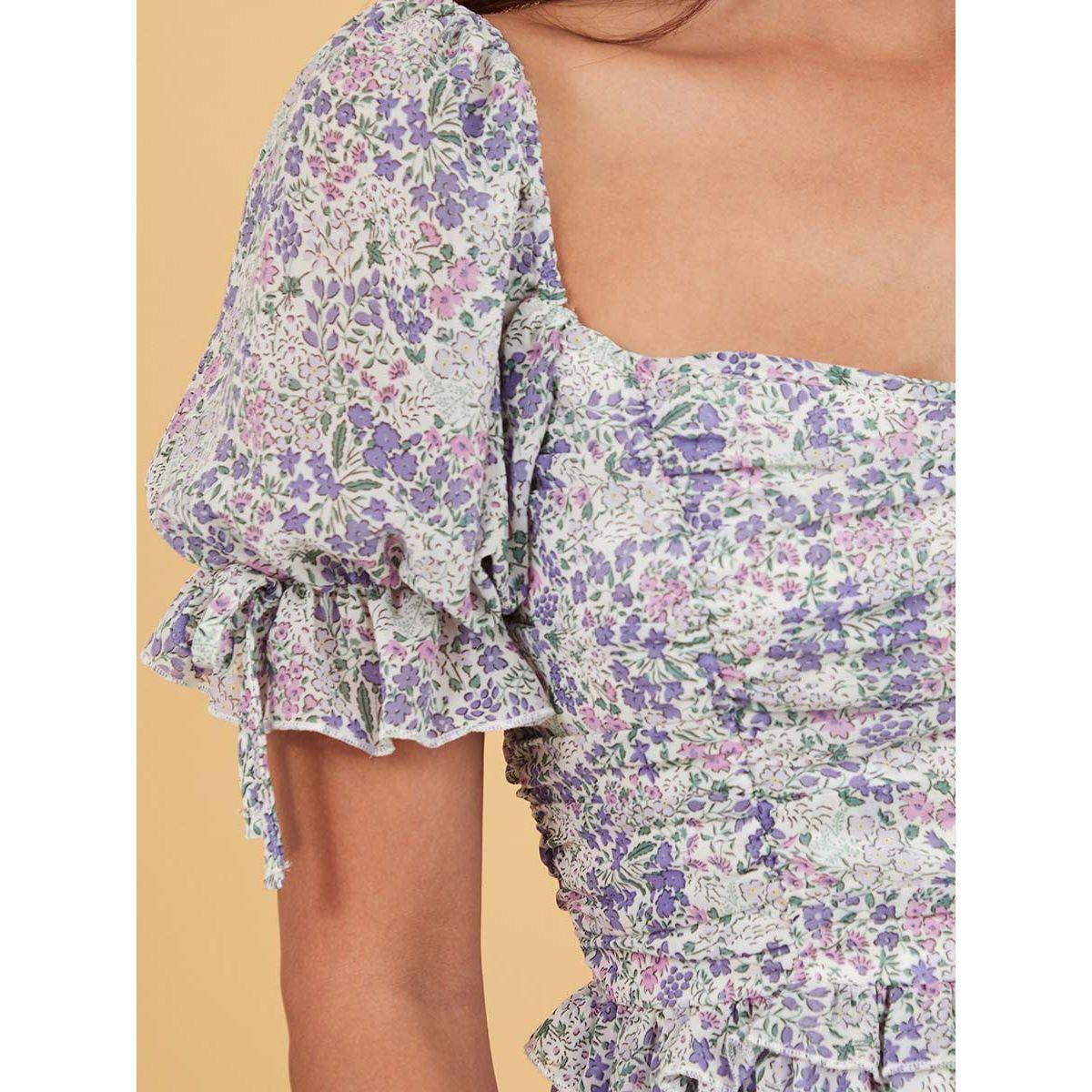 Styli Short Sleeves Square Neck Floral Print A-Line Midi Dress-women-clothing-dresses-image-3