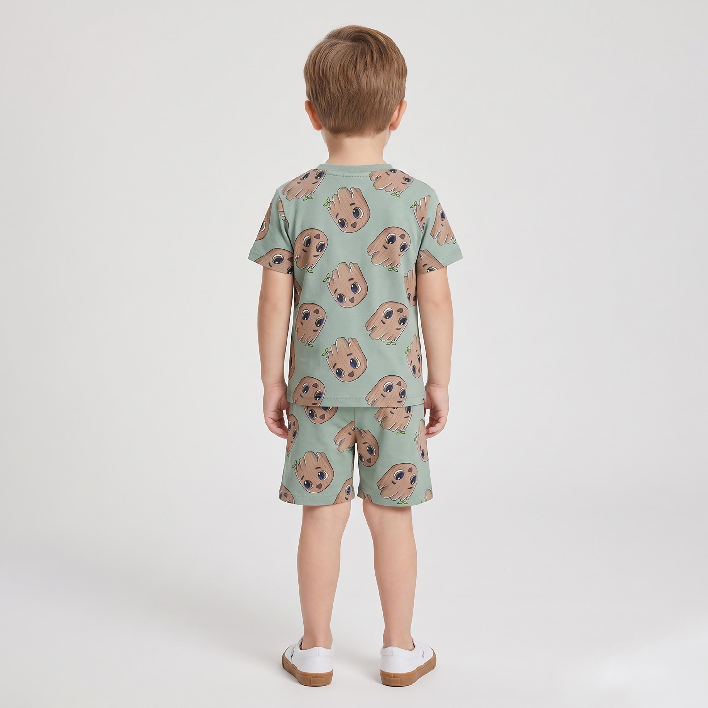 Babyqlo Cartoon Print Short Sleeves T-Shirt & Shorts Co-ord Set-boys-clothing-setsandcoords-image-2