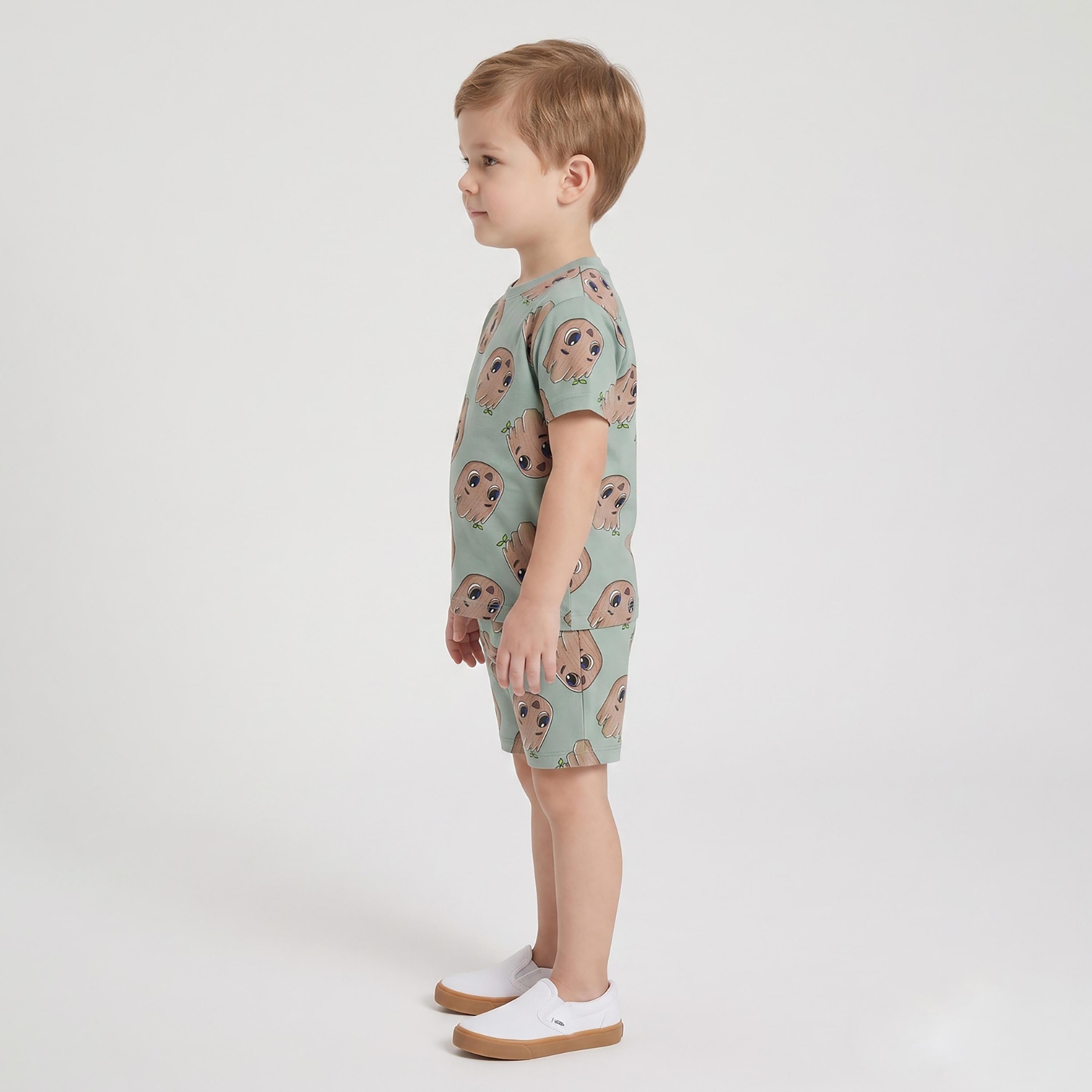 Babyqlo Cartoon Print Short Sleeves T-Shirt & Shorts Co-ord Set-boys-clothing-setsandcoords-image-3
