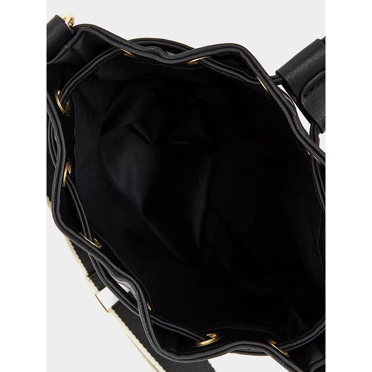 Styli Embroidered Pattern Detail Bucket Bag with Drawstring Closure-women-bagsandwallets-handbags-image-3