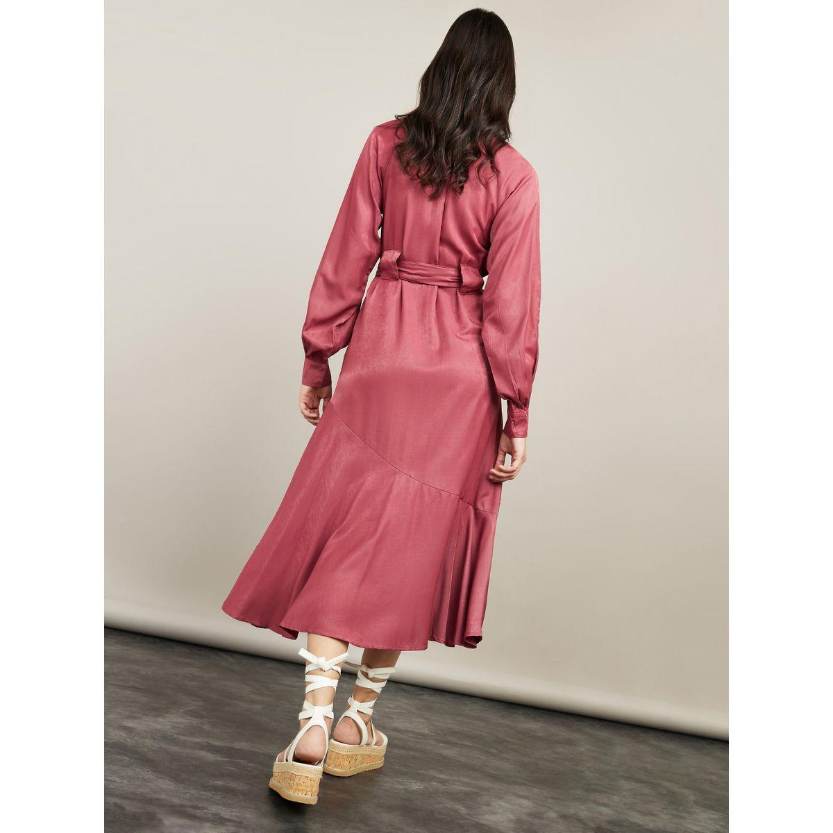 Styli Long Sleeves Front Button Detail Shirt Midi Dress with Tie Belt-women-clothing-dresses-image-4
