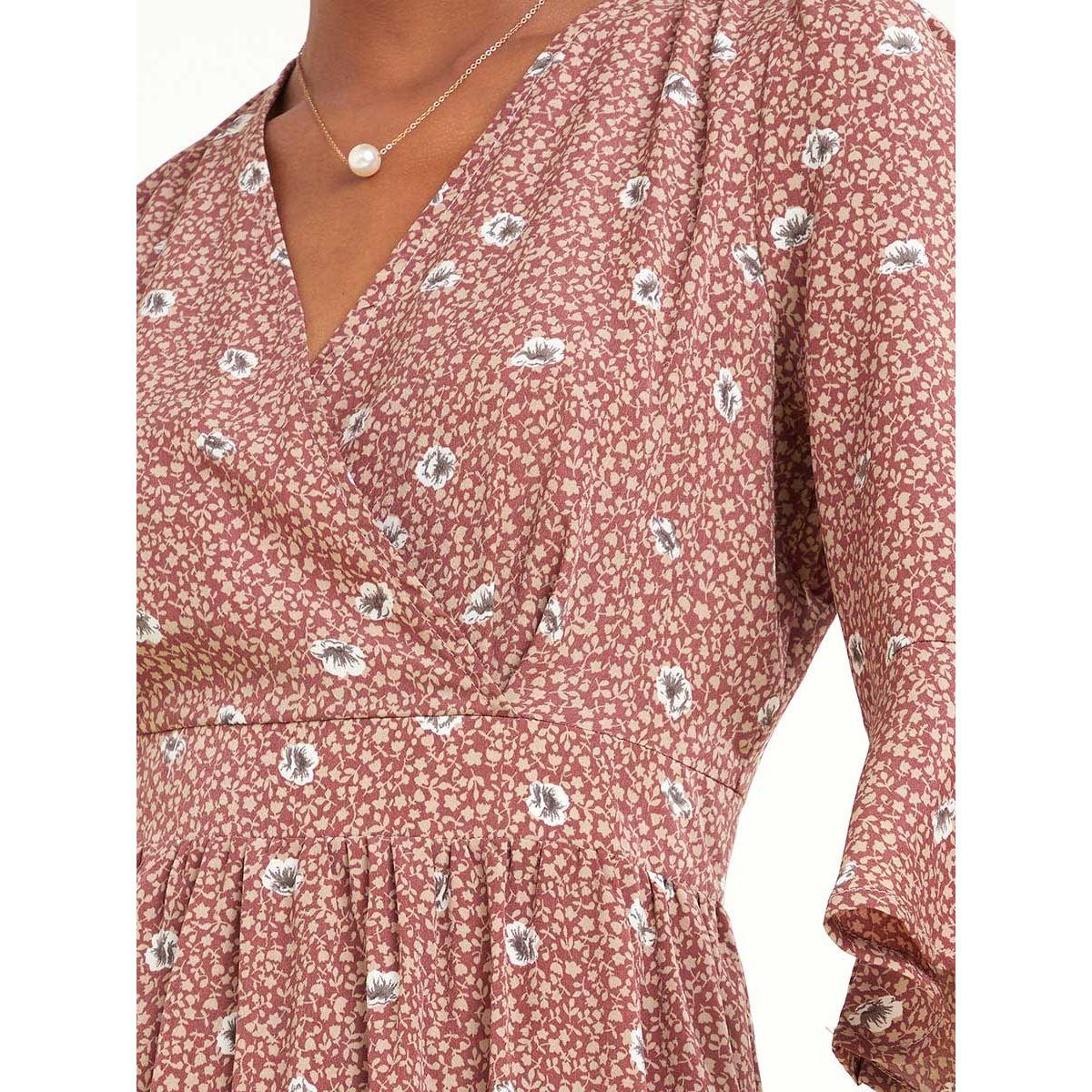 Styli 3/4 Sleeves Floral Print Tiered Midi Dress-women-clothing-dresses-image-3