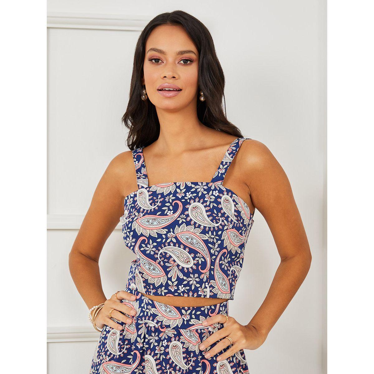 طقم من ( بلوزة قصيرة + تنورة طويلة ) من ستايلي-women-clothing-coordsets-image-2