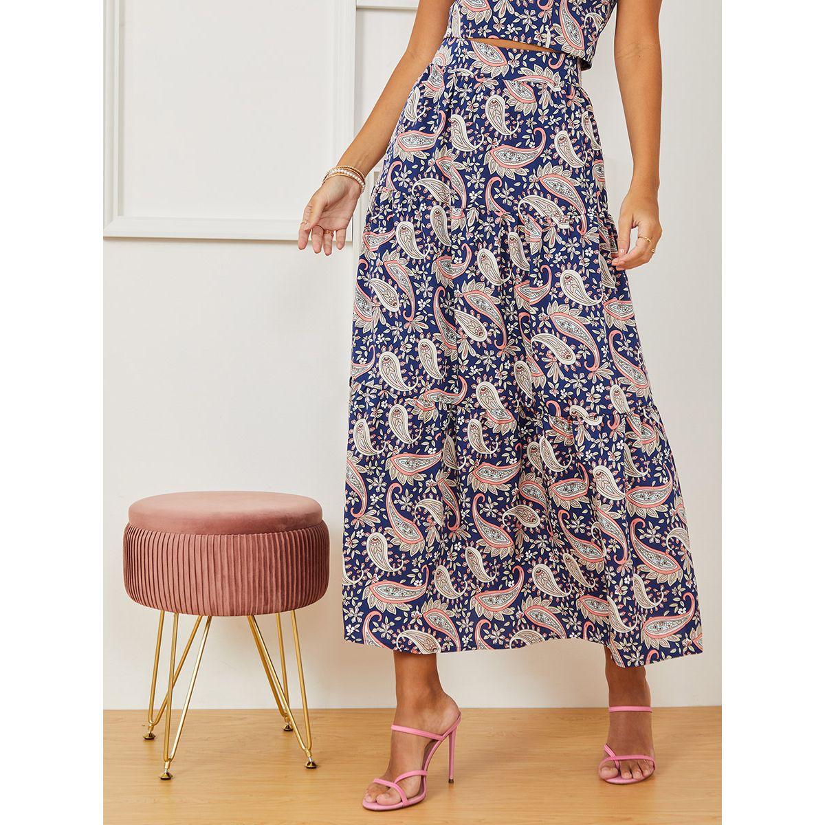 طقم من ( بلوزة قصيرة + تنورة طويلة ) من ستايلي-women-clothing-coordsets-image-3