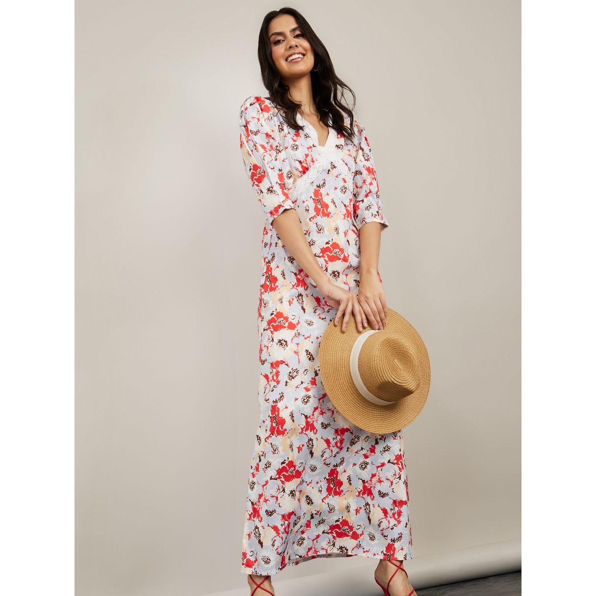Styli Short Sleeves V Neck Floral Print Maxi Dress-women-clothing-dresses-image-1