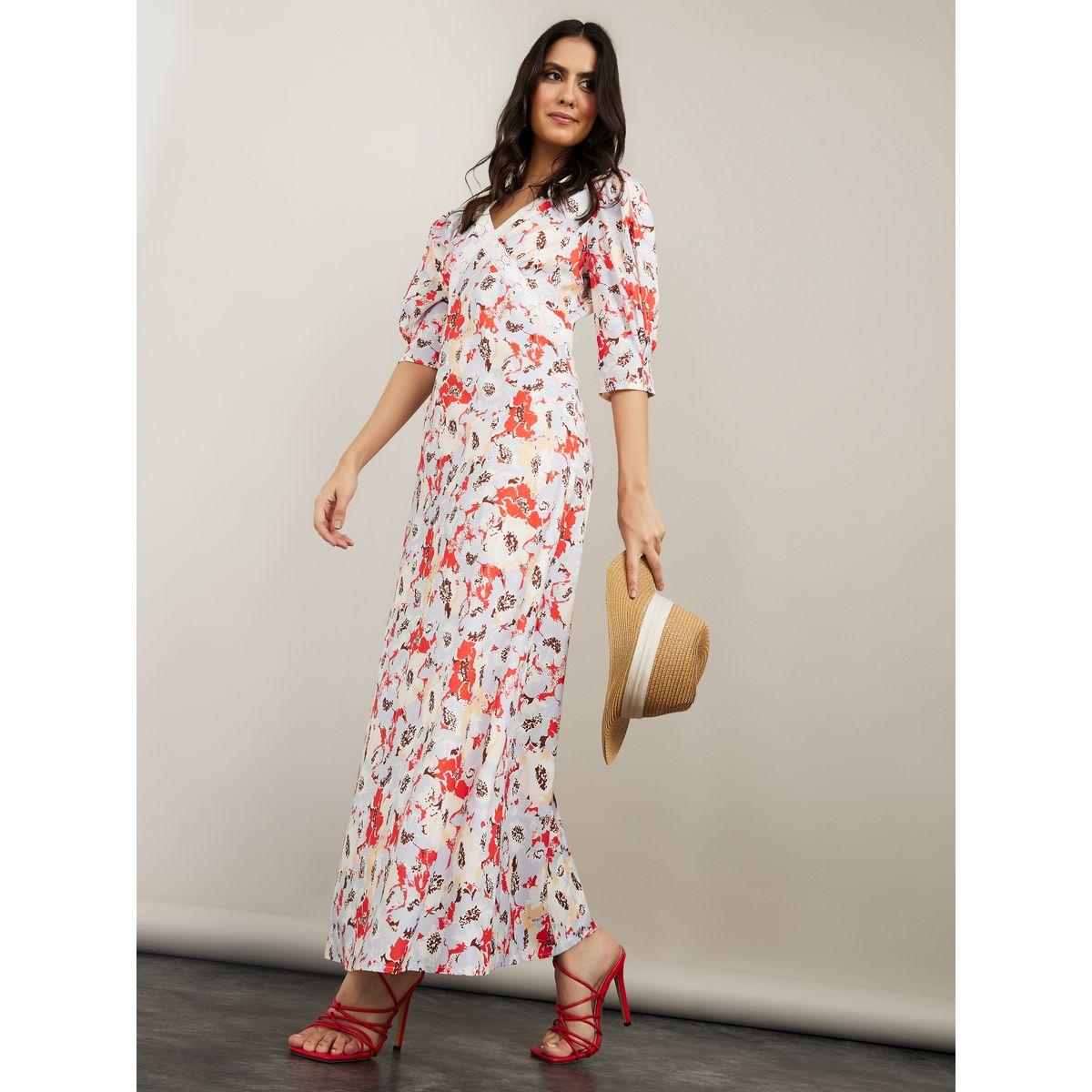 Styli Short Sleeves V Neck Floral Print Maxi Dress-women-clothing-dresses-image-2