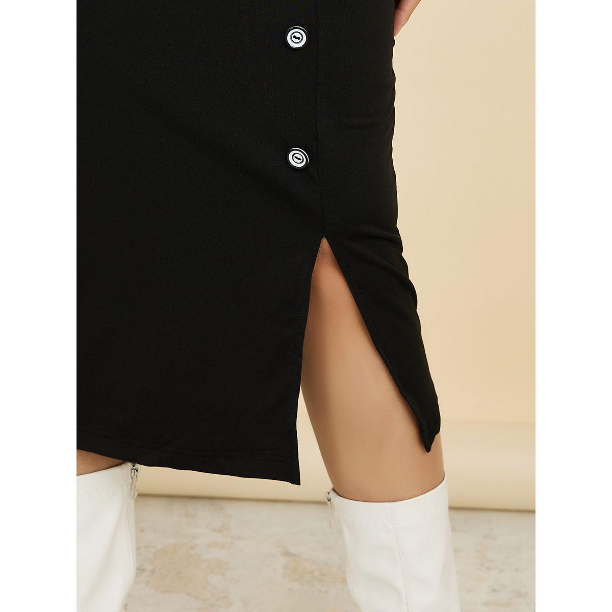 Styli Short Sleeves Front Button Detail Bodycon Midi Dress-women-clothing-dresses-image-3