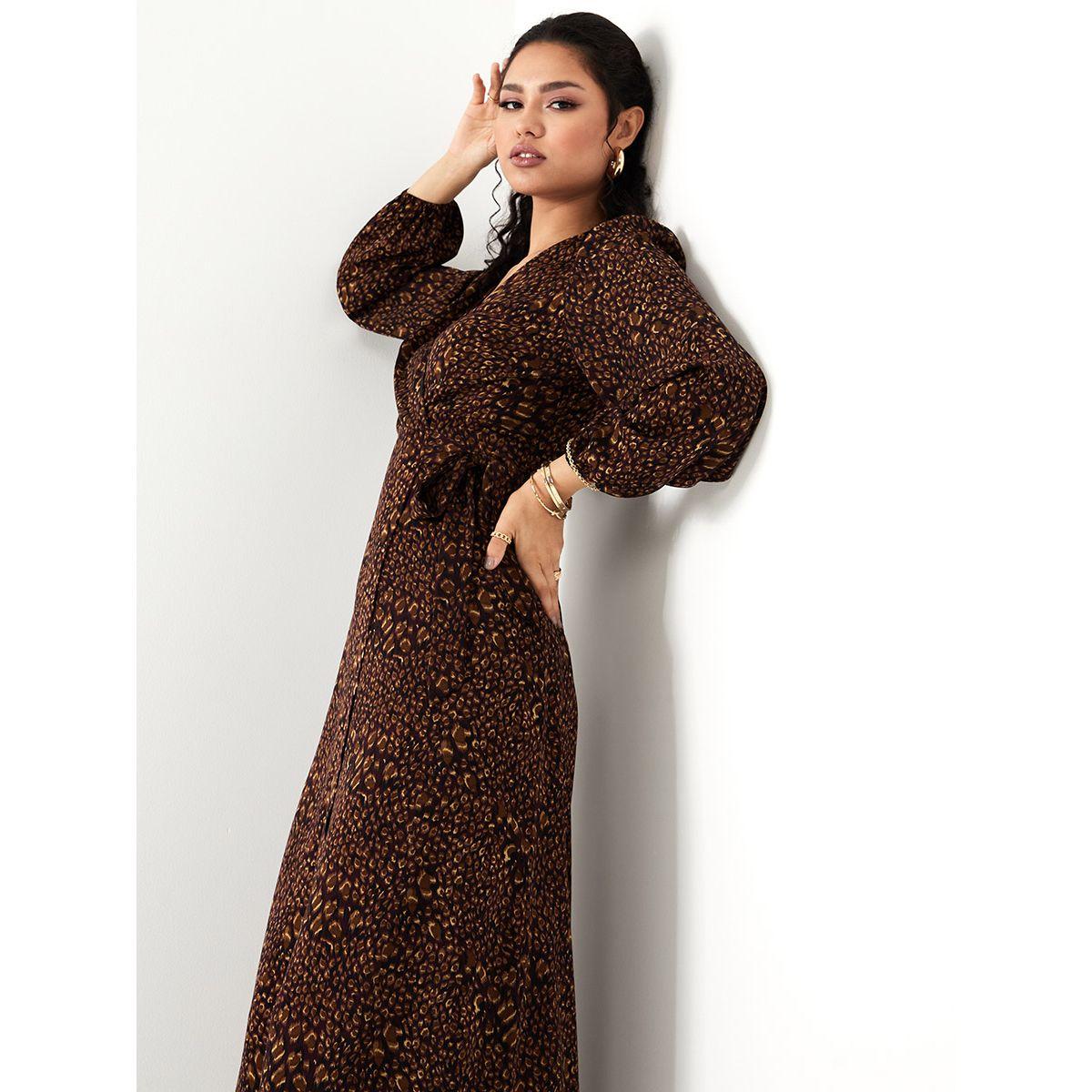 Styli Long Sleeves Animal Print Wrap Maxi Dress-women-clothing-dresses-image-2