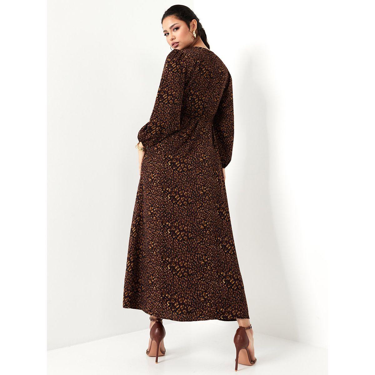 Styli Long Sleeves Animal Print Wrap Maxi Dress-women-clothing-dresses-image-4