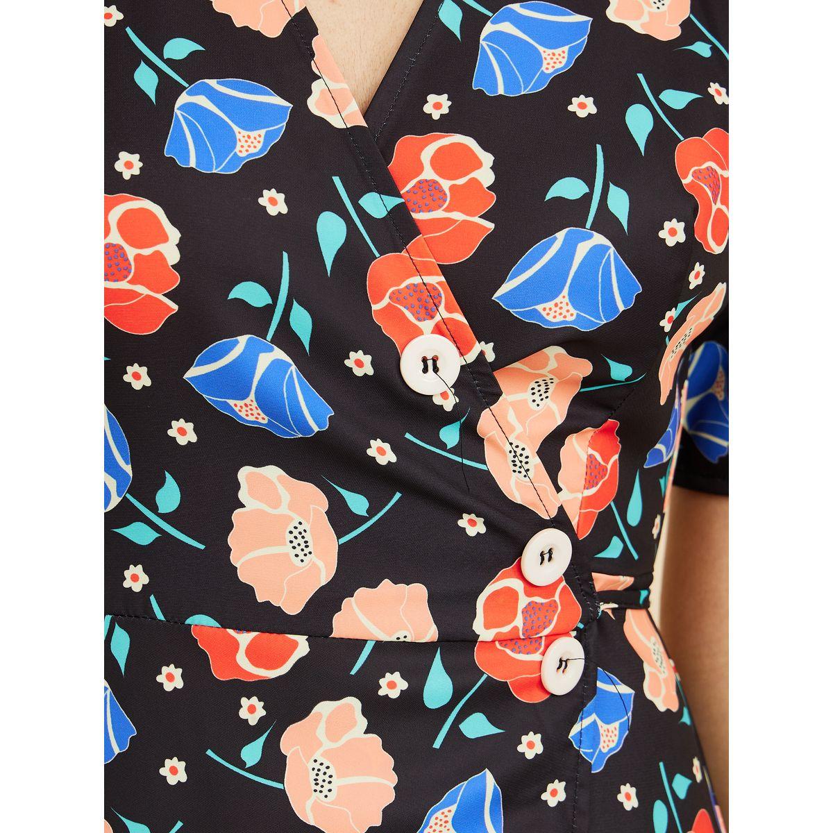 Styli Short Sleeves Floral Print Wrap A-Line Midi Dress-women-clothing-dresses-image-3