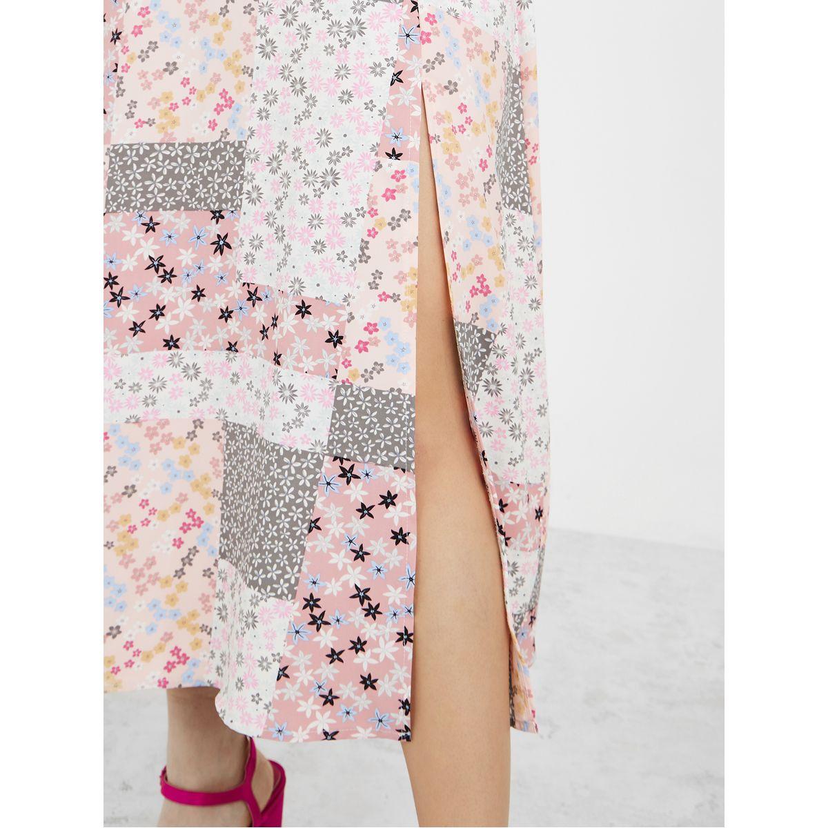Styli Off Shoulder Scarf Print A-Line Midi Dress with Slit Detail-women-clothing-dresses-image-3