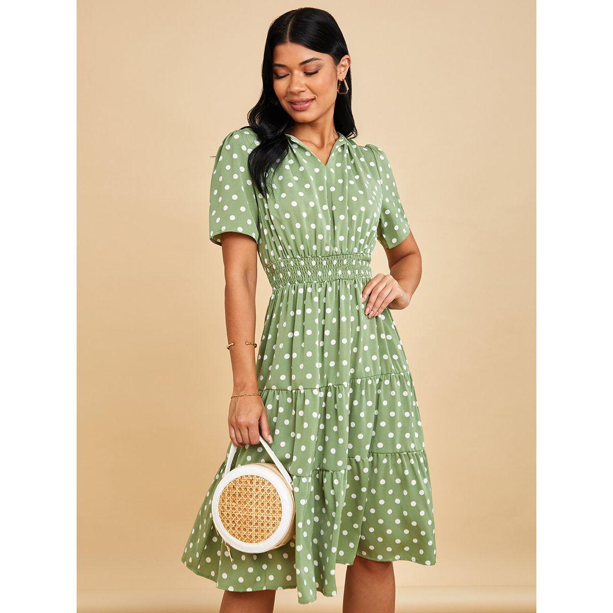 فستان ميدي مطبع بنقاط بولكا من ستايلي-women-clothing-dresses-image-1