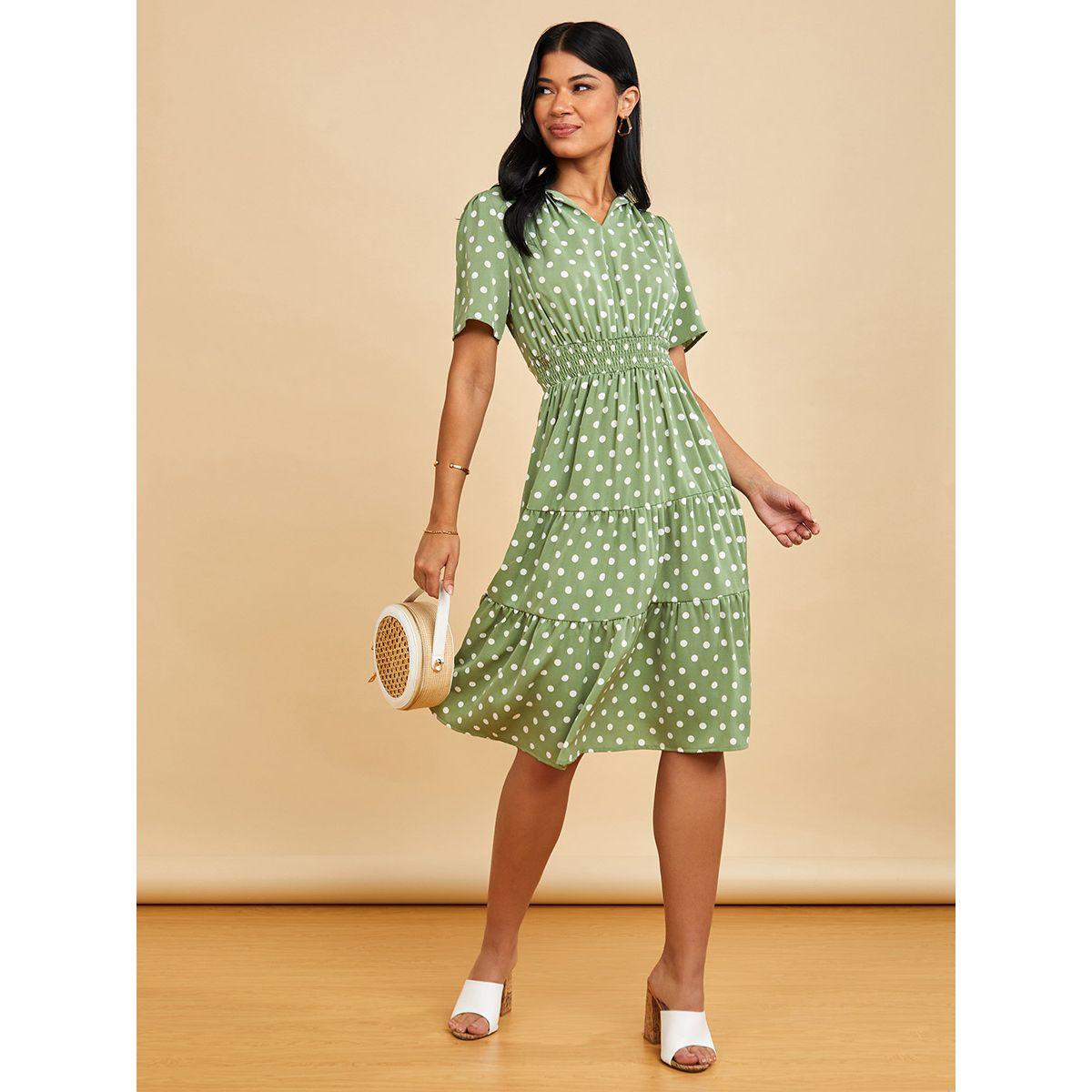 فستان ميدي مطبع بنقاط بولكا من ستايلي-women-clothing-dresses-image-2