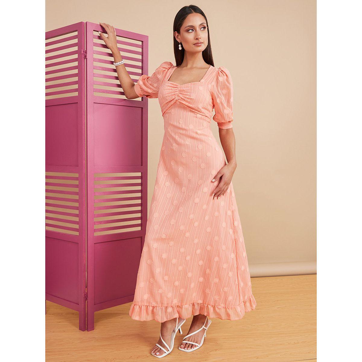 Styli Puff Sleeves Square Neck A-Line Maxi Dress-women-clothing-dresses-image-1