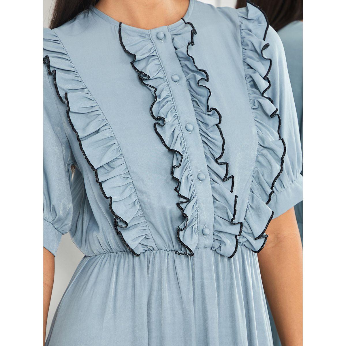 Styli Short Sleeves Ruffle Detail A-Line Maxi Dress-women-clothing-dresses-image-4