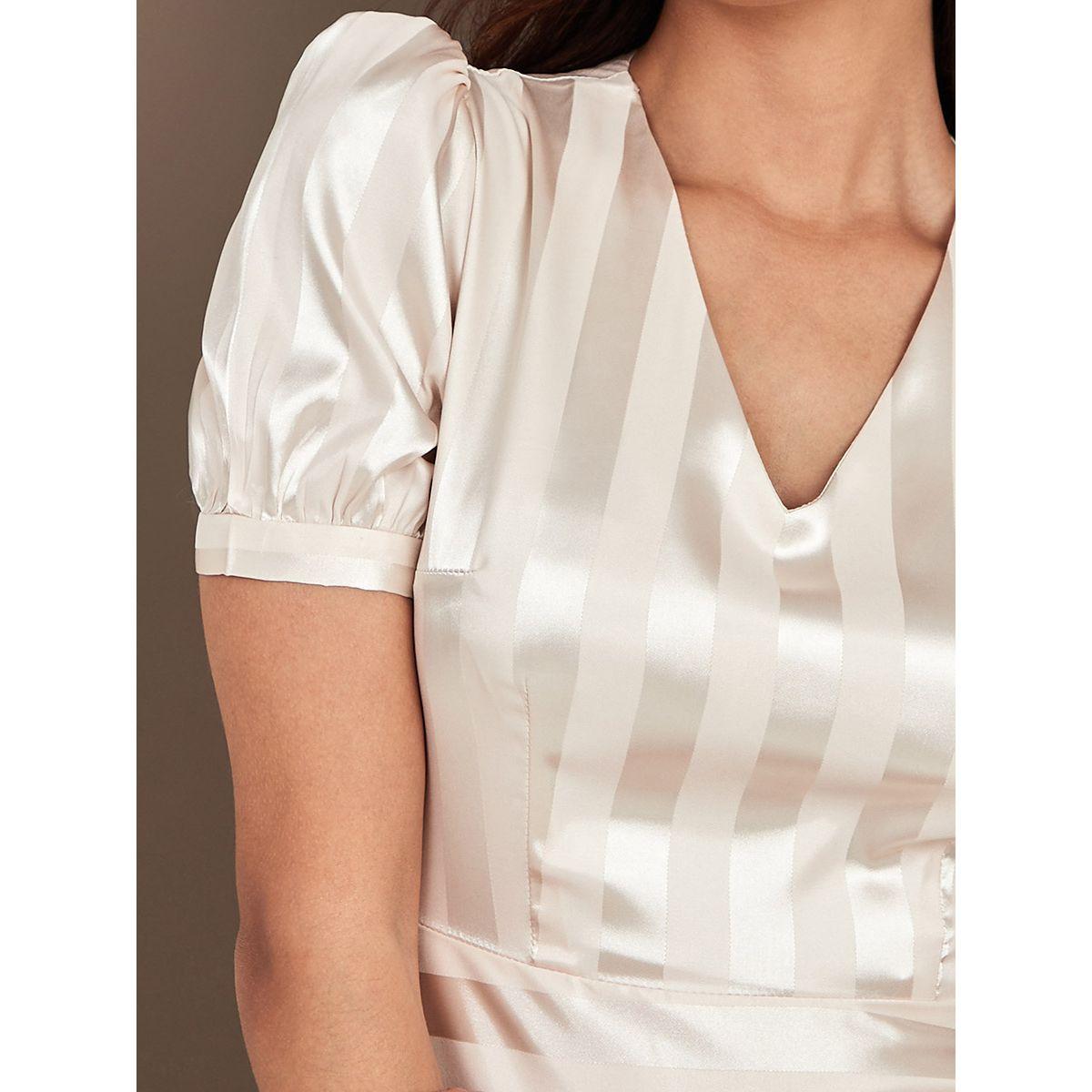 Styli Puff Short Sleeves V Neck Striped A-Line Maxi Dress-women-clothing-dresses-image-3