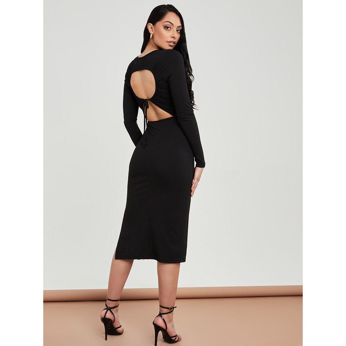 فستان ميدي باكمام طويلة وفتحات-women-clothing-dresses-image-4
