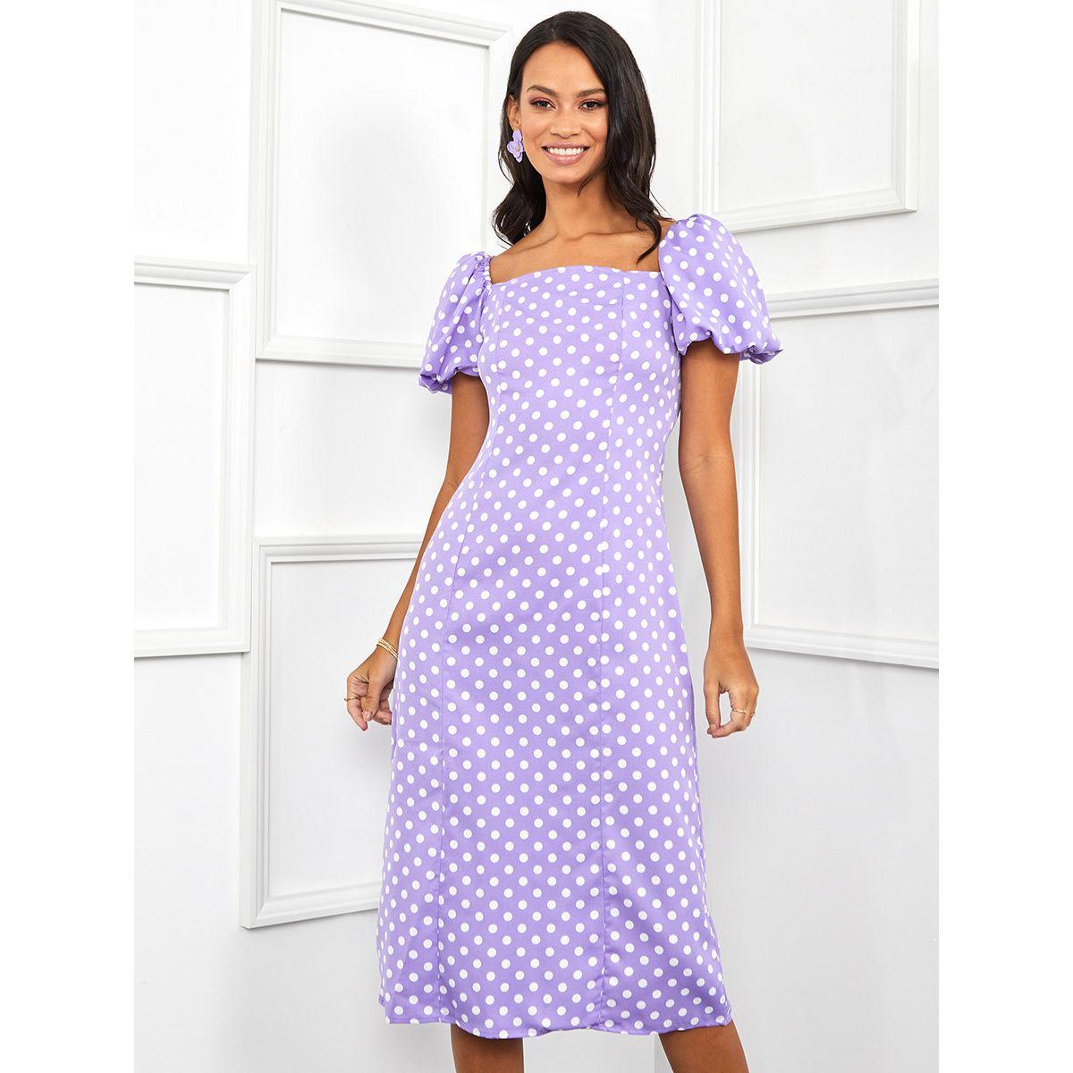فستان ميدي مطبع بنقاط بولكا من ستايلي-women-clothing-dresses-image-1