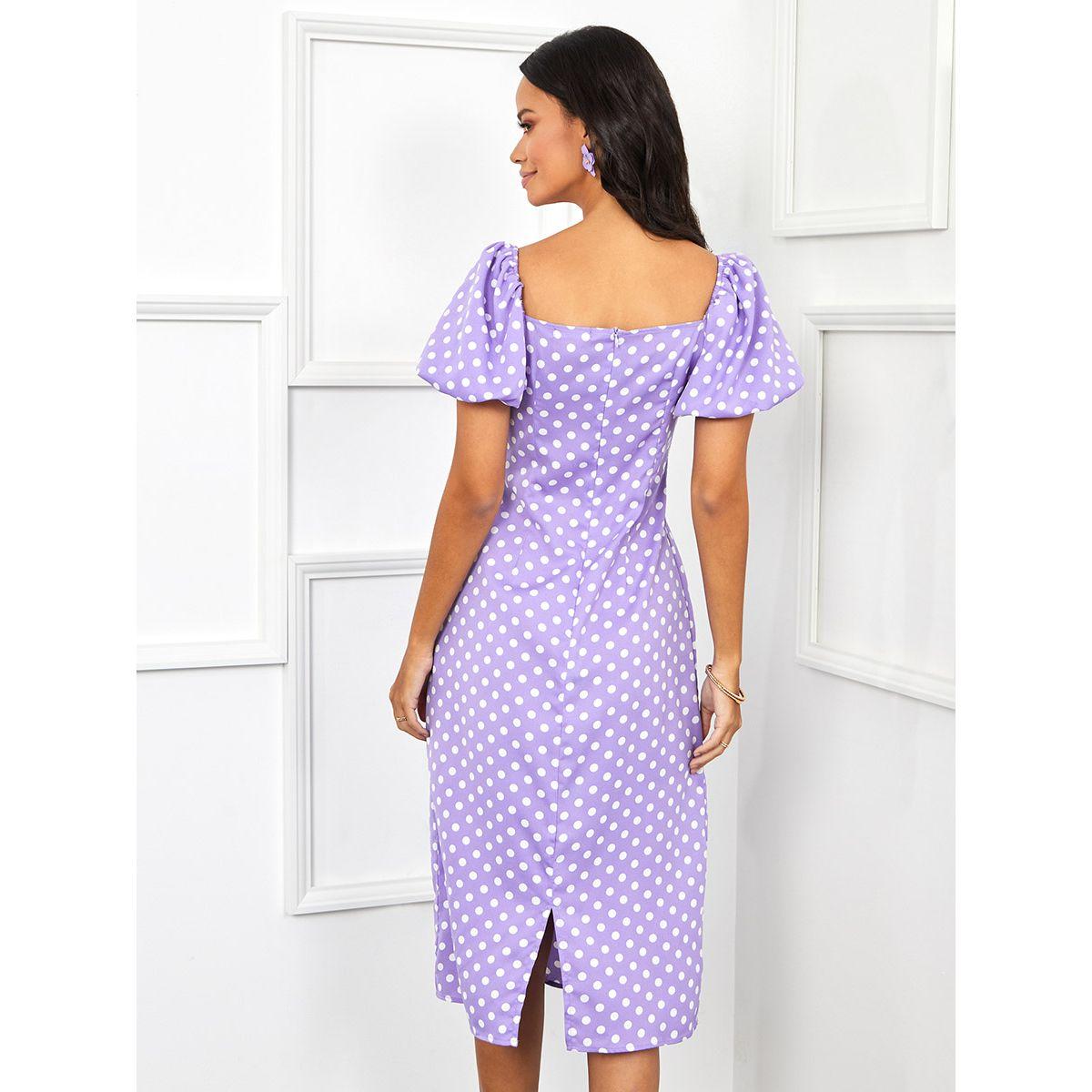 فستان ميدي مطبع بنقاط بولكا من ستايلي-women-clothing-dresses-image-4