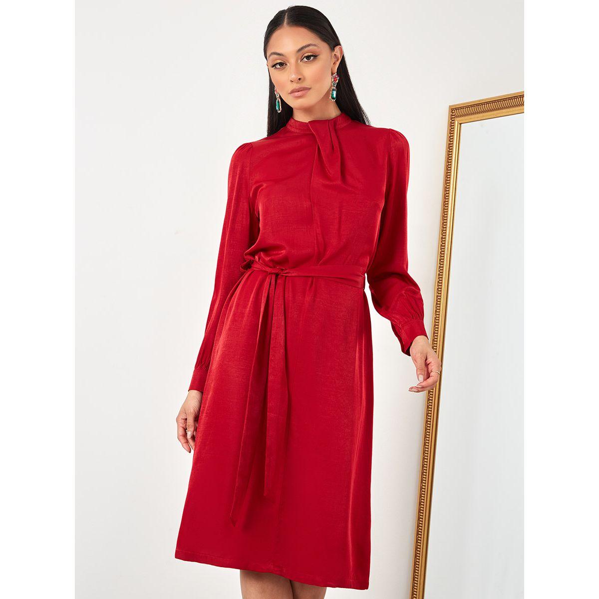فستان ميدي باكمام طويلة من ستايلي-women-clothing-dresses-image-1