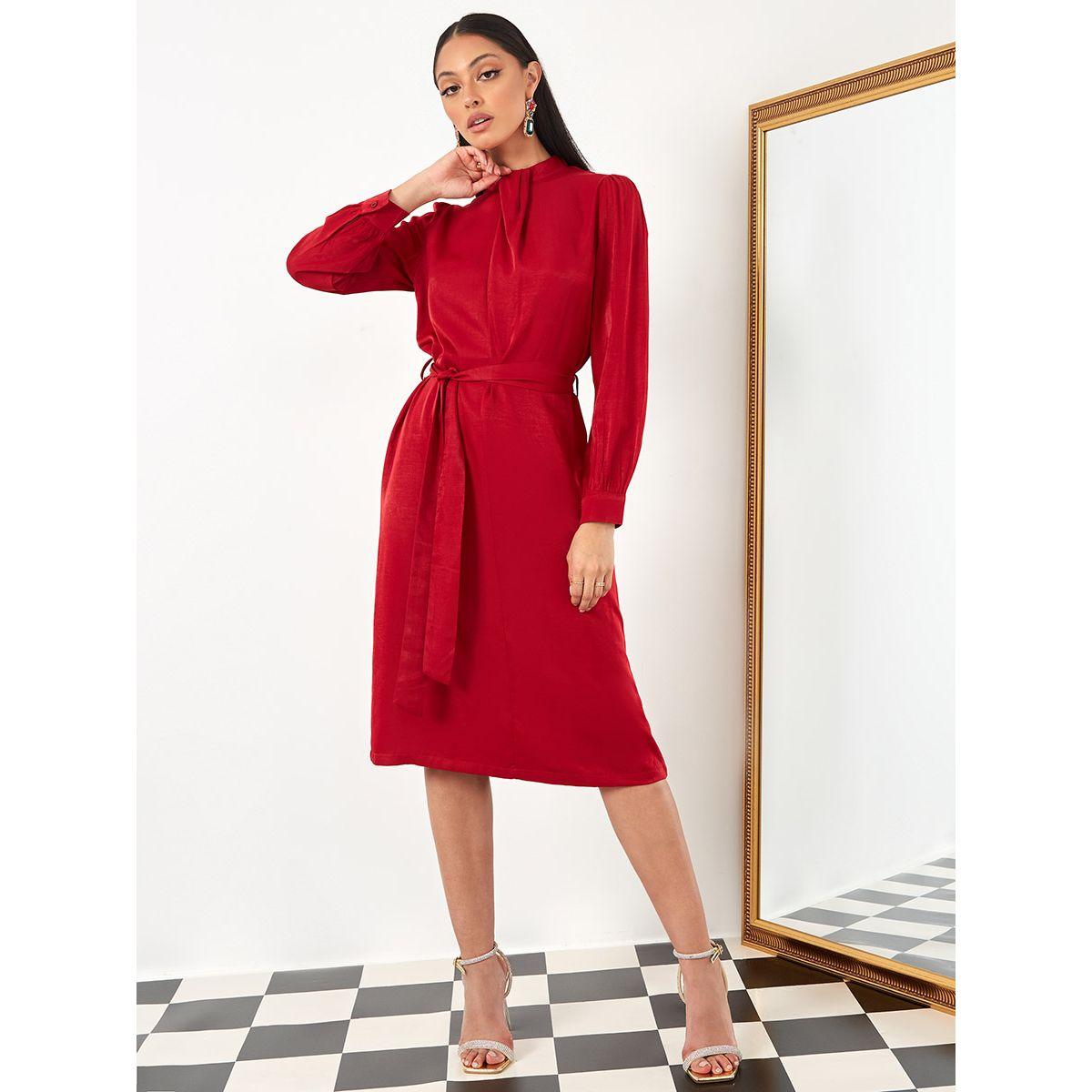 فستان ميدي باكمام طويلة من ستايلي-women-clothing-dresses-image-2
