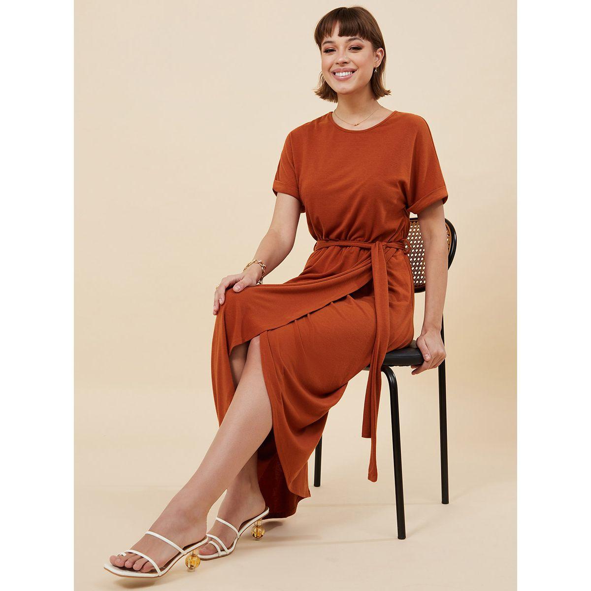 فستان طويل باكمام مطوية من ستايلي-women-clothing-dresses-image-1