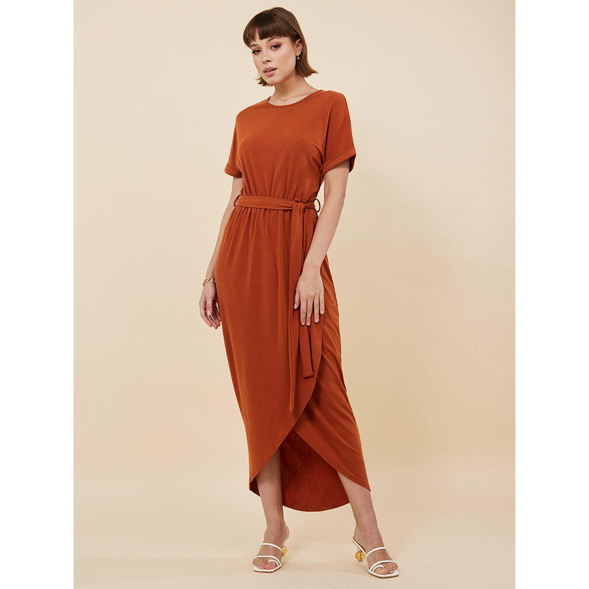فستان طويل باكمام مطوية من ستايلي-women-clothing-dresses-image-2
