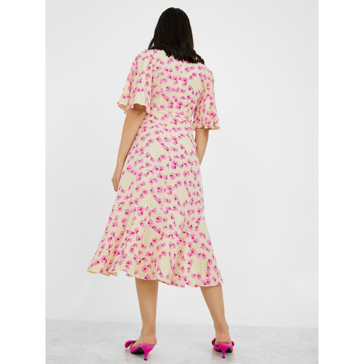 Styli Short Sleeves Round Neck Floral Print A-Line Midi Dress-women-clothing-dresses-image-4