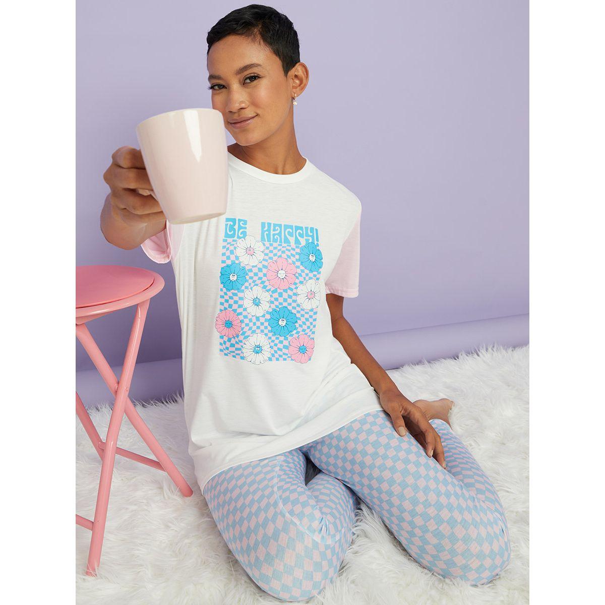 طقم من ( ليقنز + تيشيرت )-women-clothing-nightwear-pyjamas-longsets-image-1