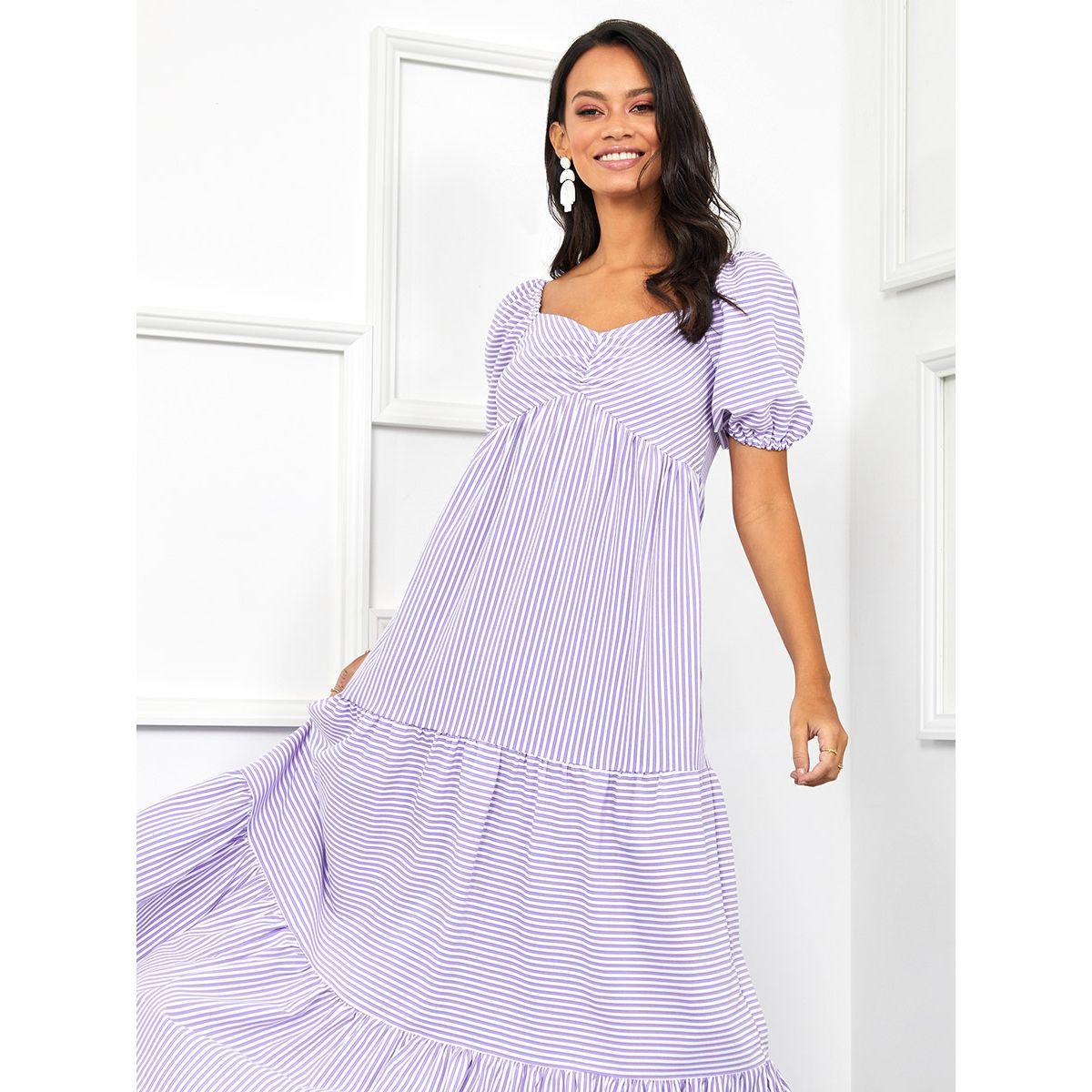 فستان طويل باكمام قصيرة منفوشة من ستايلي-women-clothing-dresses-image-3