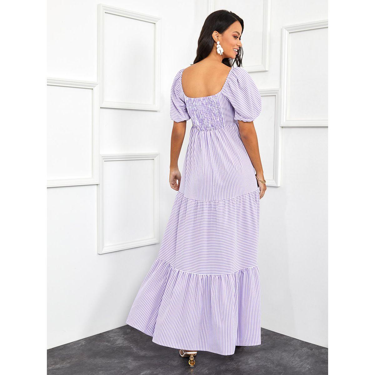 فستان طويل باكمام قصيرة منفوشة من ستايلي-women-clothing-dresses-image-5
