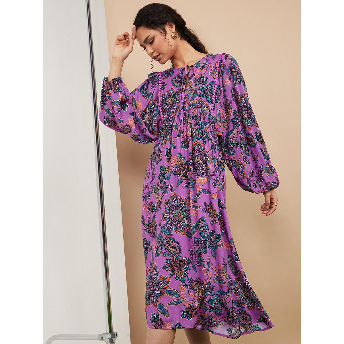 فستان ميدي ياكمام طويلة من ستايلي-women-clothing-dresses-image-1