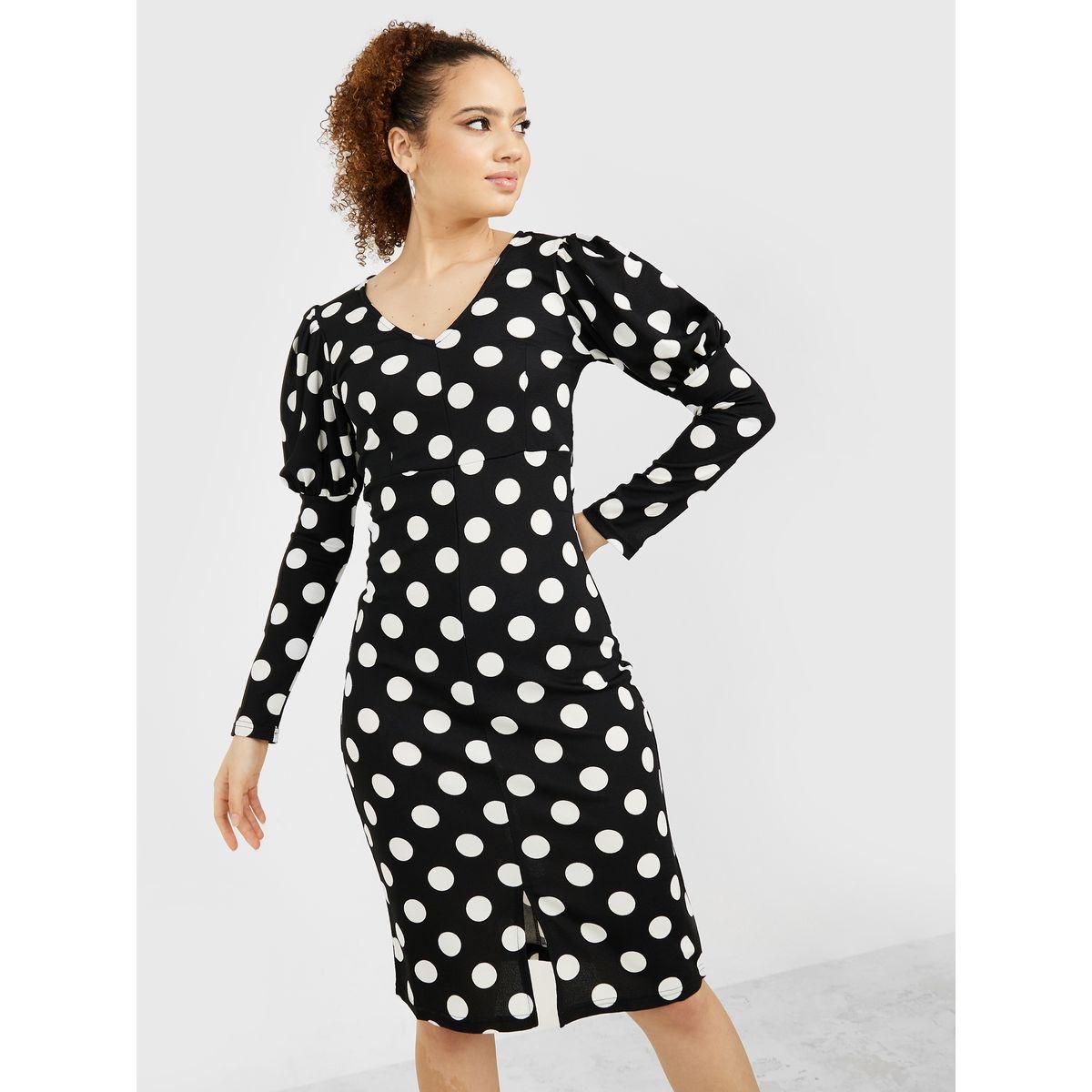فستان مطبع بنقاط بولكا من ستايلي-women-clothing-dresses-image-1