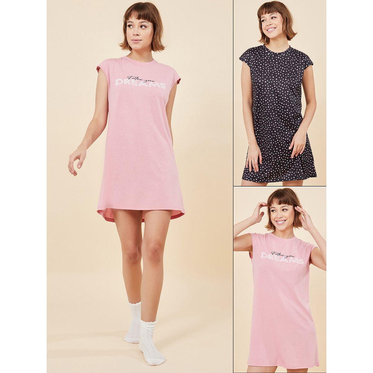 مجموعة من 2 فستان نوم مطبع من ستايلي-women-clothing-nightwear-nighties-image-1