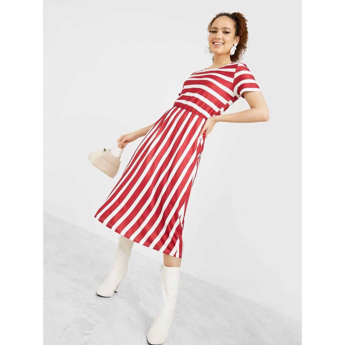 فستان ميدي باكمام قصيرة من ستايلي-women-clothing-dresses-image-2