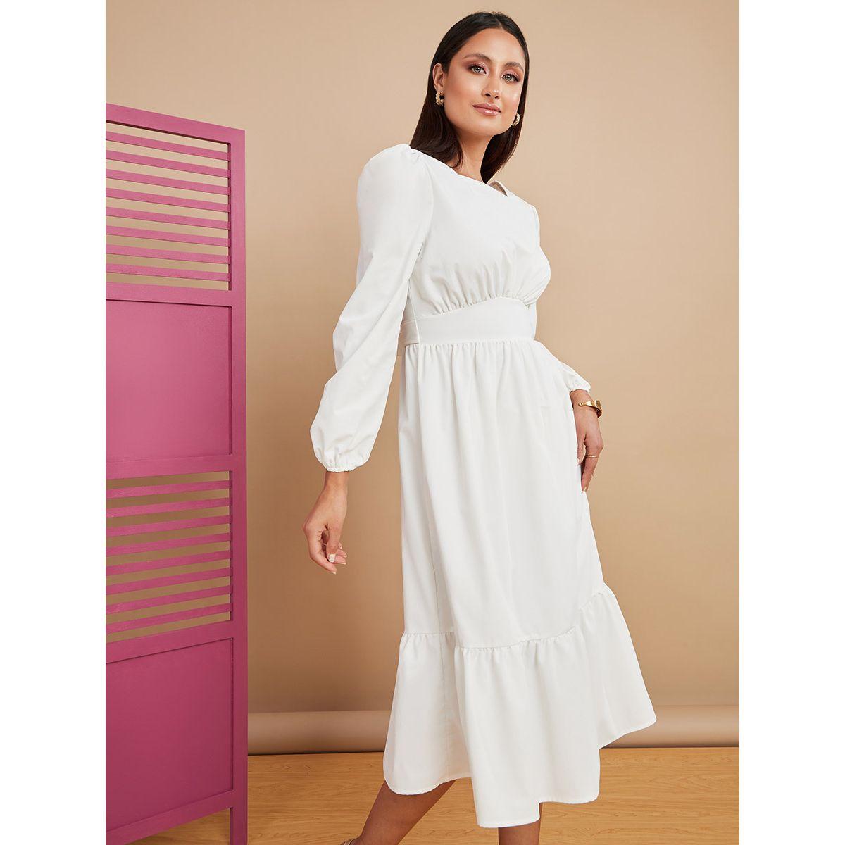 Styli Long Sleeves Square Neck Tiered Midi Dress-women-clothing-dresses-image-2