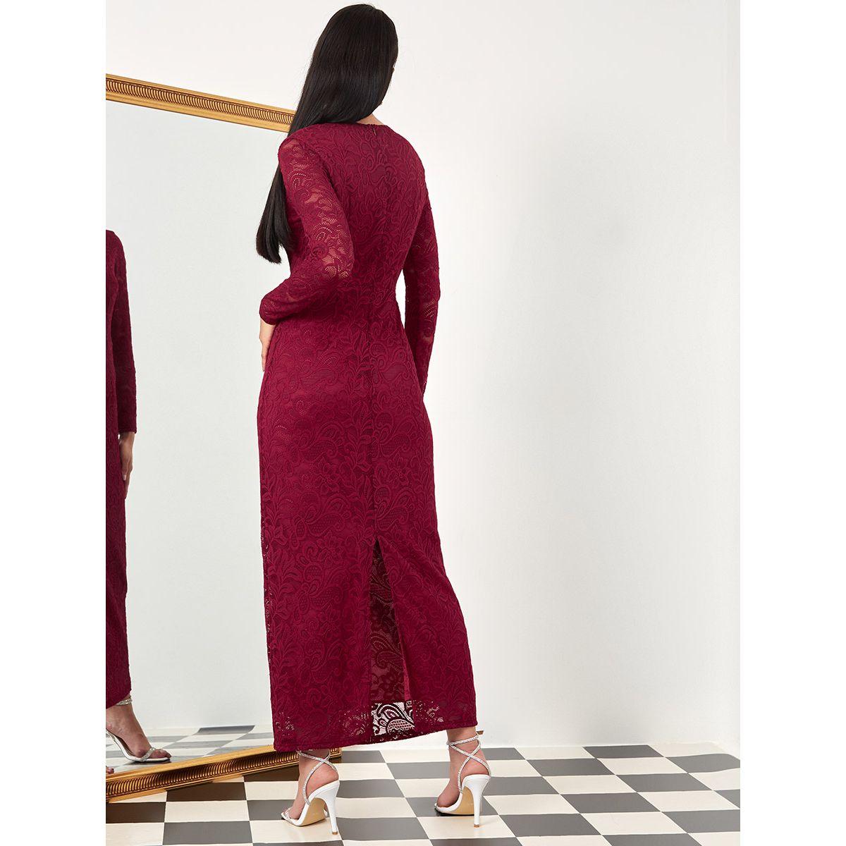 Styli Long Sleeves V Neck Lace Insert A-Line Maxi Dress-women-clothing-dresses-image-4